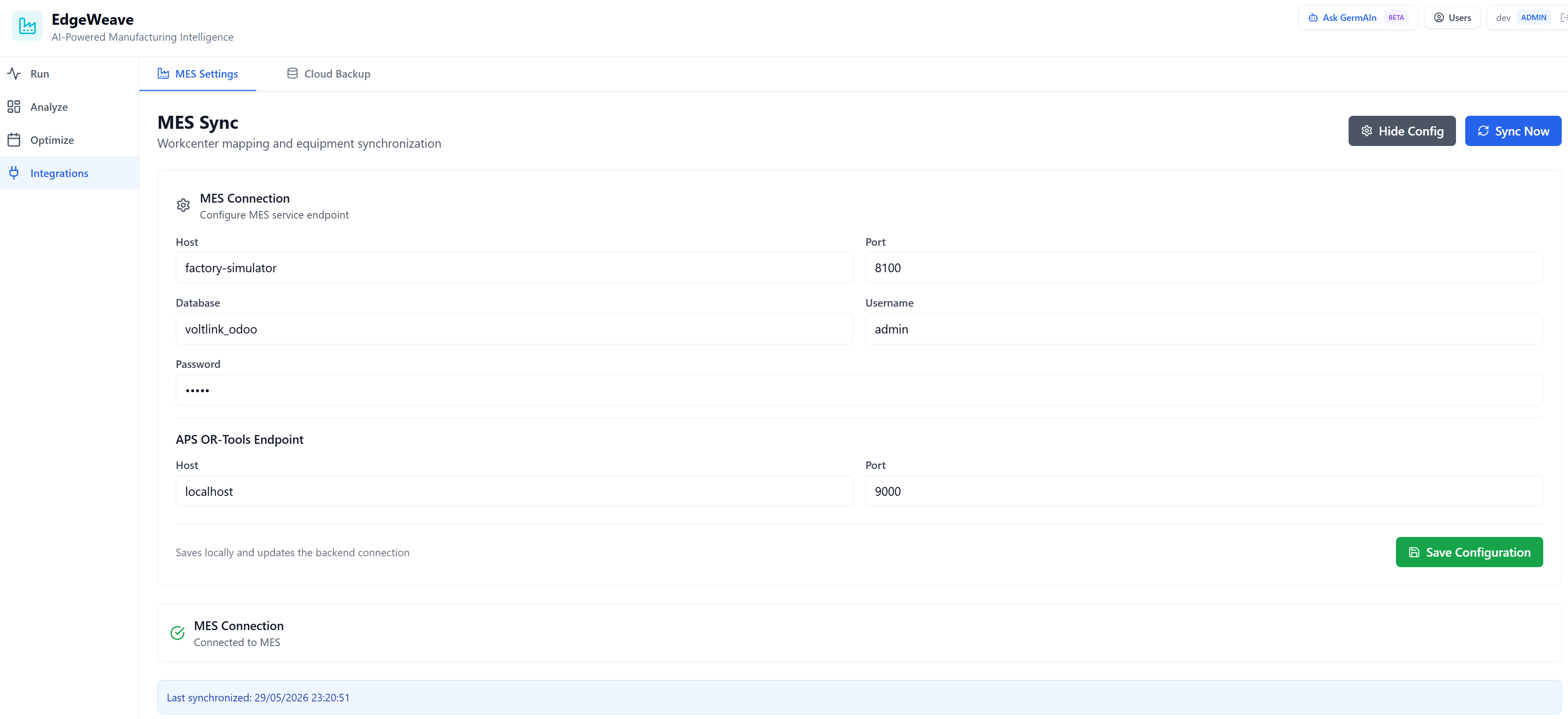 Connect with your ERP/MES